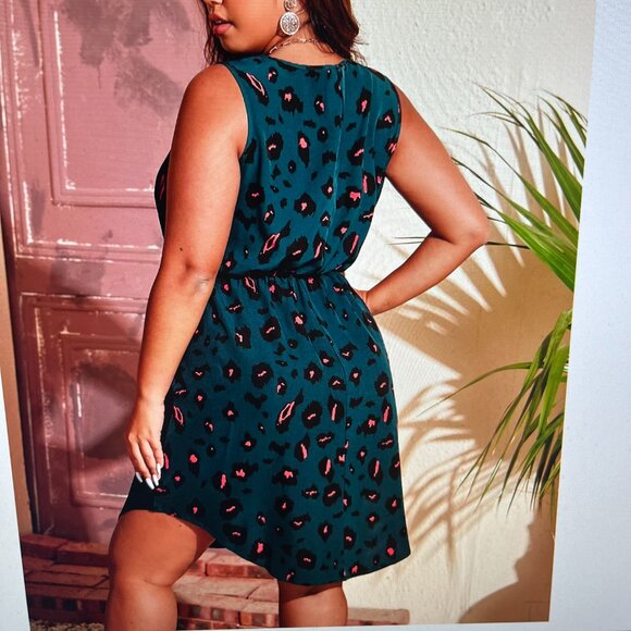 Teal Print Dress, size 1X - Picture 2 of 3